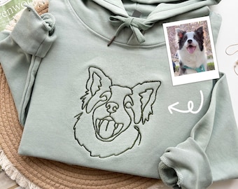 Custom Embroidered Pet Sweatshirts with Pet Photo and Name,Personalised one-line Pet Sweatshirt,Unisex Embroidered Hoodie,Gift for Dog Dad