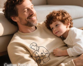 Embroidered Photo Portrait Sweatshirt, Personalized Father's Day Gift