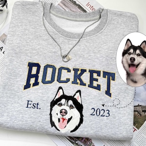 Custom Dog Hoodie Embroidered Dog Name, Personalized Pet Face Sweatshirt from Your Photo, Varsity Sweatshirt,Gift for Dog Dad/Mom