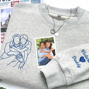 Fathers Day Embroidered Photo Portrait Sweatshirt,Father’s Day Gift for Dad ,Personalized Gift from Photo,Personalized Gifts For Dad
