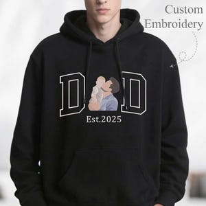 Fathers Day Embroidered Photo Portrait Sweatshirt,Father’s Day Gift for Dad ,Personalized Gift from Photo,Personalized Gifts For Dad