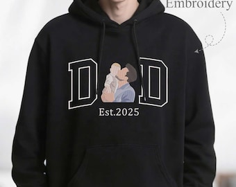 Embroidered Photo Portrait Dad Sweatshirt, Personalized Father's Day Gift
