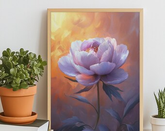 Lavender Peony Watercolor Poster | Matte Floral Wall Art Vertical | Purple Flower Illustration | Calm Botanical Print | Unframed