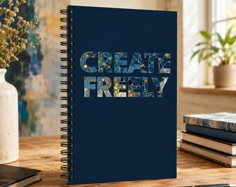 Create Freely Notebook, Blue Spiral Notebook, Dotted Creative Journal, Idea Notebook, Artist and Designer Gift, Writing Journal