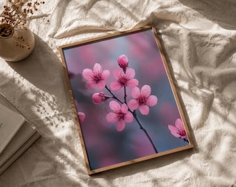 Pink Cherry Blossom Poster | Sakura Floral Wall Art | Matte Spring Print | Delicate Blossom Decor Unframed