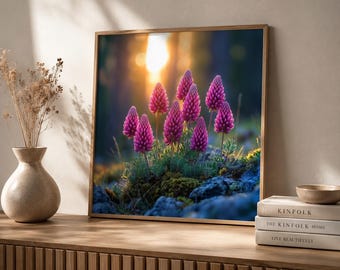 Red Clover Poster | Wildflower Wall Art | Pink Clover Botanical Print | Cottagecore Meadow Decor | Colorful Nature Photography