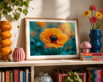Orange Poppy Poster | Vibrant Floral Wall Art | Botanical Nature Print | Modern Flower Photography