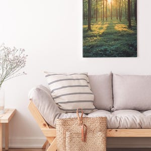Faszinierender Fine-Art-Druck einer Waldlichtung mit goldenem Sonnenlicht – ein ideales Geschenk für Naturliebhaber*innen, Wanderfreunde und alle, die Waldstimmungen schätzen.