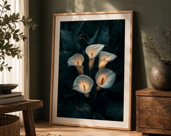 White Calla Lily Poster | Elegant Botanical Wall Art | Minimalist Floral Print | Modern Nature Decor