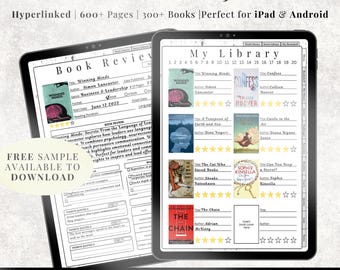 Book Reading Journal, Digital Reading Planner, Goodnotes planner, journal trackers, Reading Tracker, Book Review, Reading Log, bookshelf
