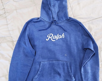 Sudadera con capucha Polo Ralph Lauren con logo en cursiva, talla L, color azul, nueva con etiquetas. Sudadera estilo vintage, de algodón suave, estilo clásico e informal. Sudaderas con capucha para hombre.