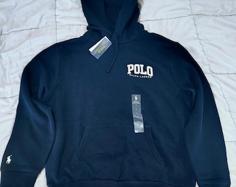Polo Ralph Lauren Navy Hoodie Neu mit Etikett Großer Fleece Pullover Sweatshirt Großes Logo Streetwear Herren Blau Hoodie Herren Poloshirt Damen Hoodie