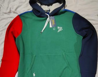 Sudadera con capucha Polo Ralph Lauren Colorblock Polo 67 Wing Rugby Streetwear BNWT Medium Estilo vintage retro preppy