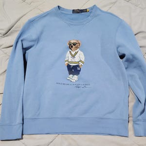 Polo Ralph Lauren Sweatshirt polobeer blauw RLTC Tennis Bear ronde hals heren medium vintage streetwear zachte katoenen trui herensweatshirts