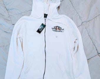 Sudadera con capucha Polo Ralph Lauren Polo Country Sportsman BNWT blanca con cremallera completa para exteriores, bordada, talla mediana