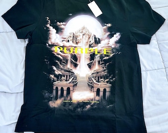 Camiseta gráfica Purple Brand negra talla grande Heaven Stairs Shirt Diseñador Streetwear Camiseta de lujo Camiseta gráfica para hombre BNWT Camiseta gráfica para hombre