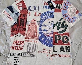 Polo Ralph Lauren Raro con Gráfico Náutico, Talla M, Nuevo con Etiquetas, Faro, Marítimo, Vela, Corte Clásico, Ropa Urbana para Hombre, Ralph Lauren