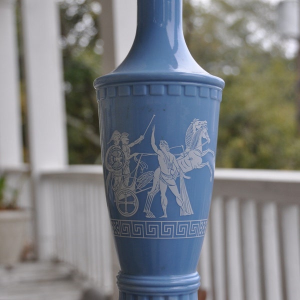 vintage UZO URN milky blue grecian bottle