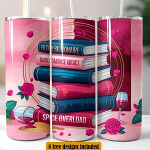 SMUT Reader Tumbler Design, Book Lover 20 oz Skinny Tumbler Wrap Sublimation Design, PNG, Instant Digital Download