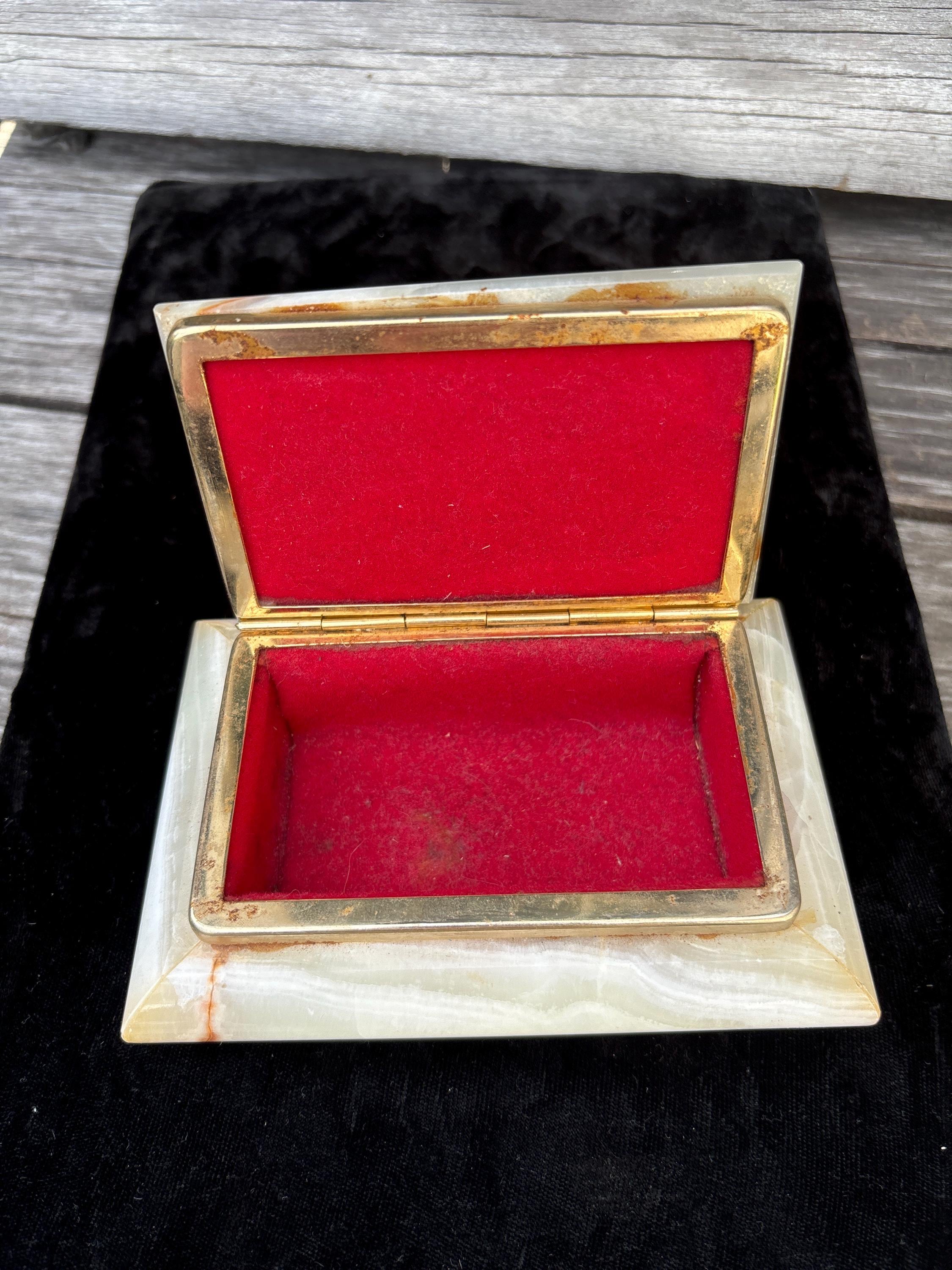 ビンテージ オニキス 小物入れ グリーン フィギュアド オニキス 大理石