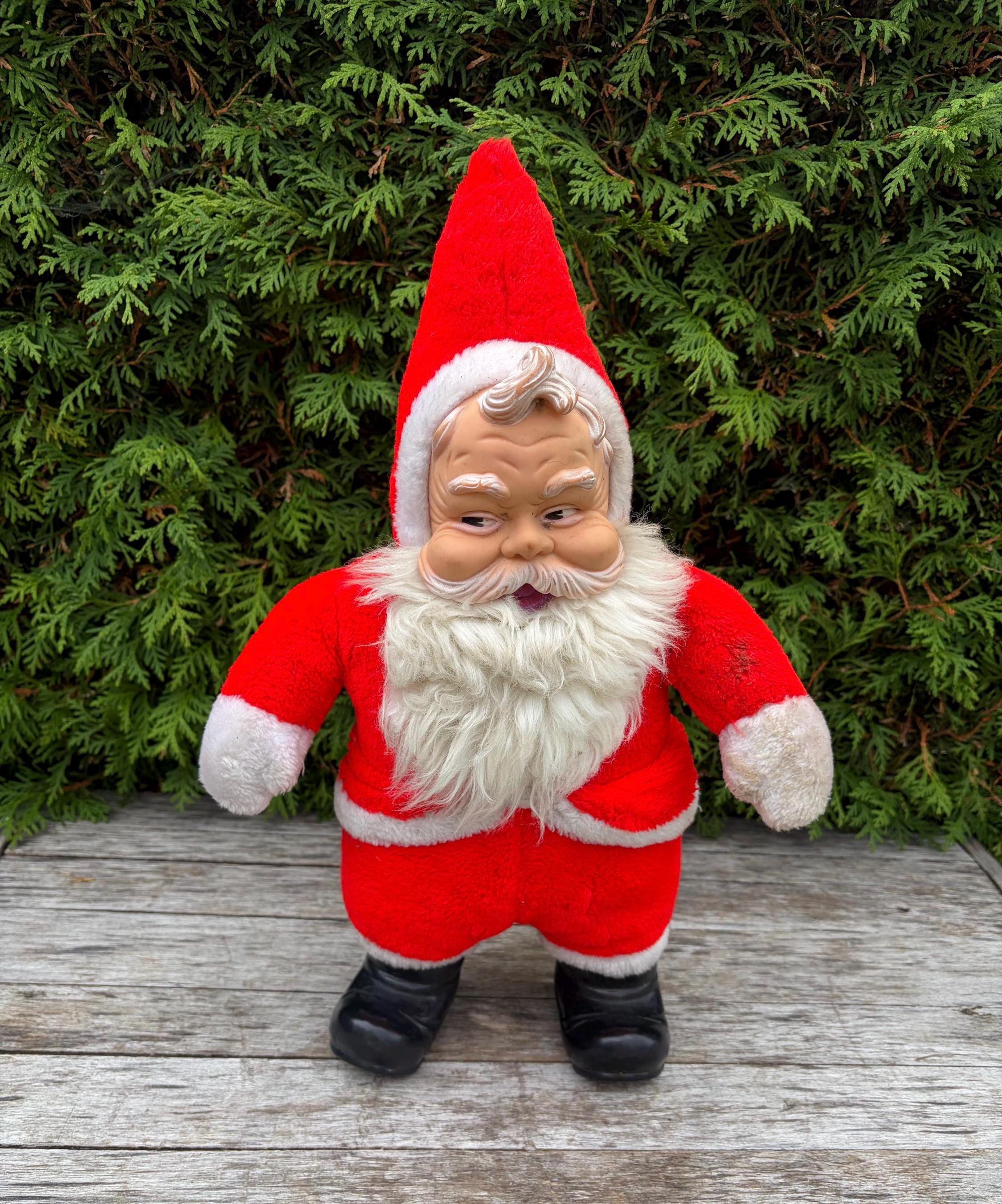 Vintage 1960s Santa Doll, Rubber Face Plush, Christmas Decor 18