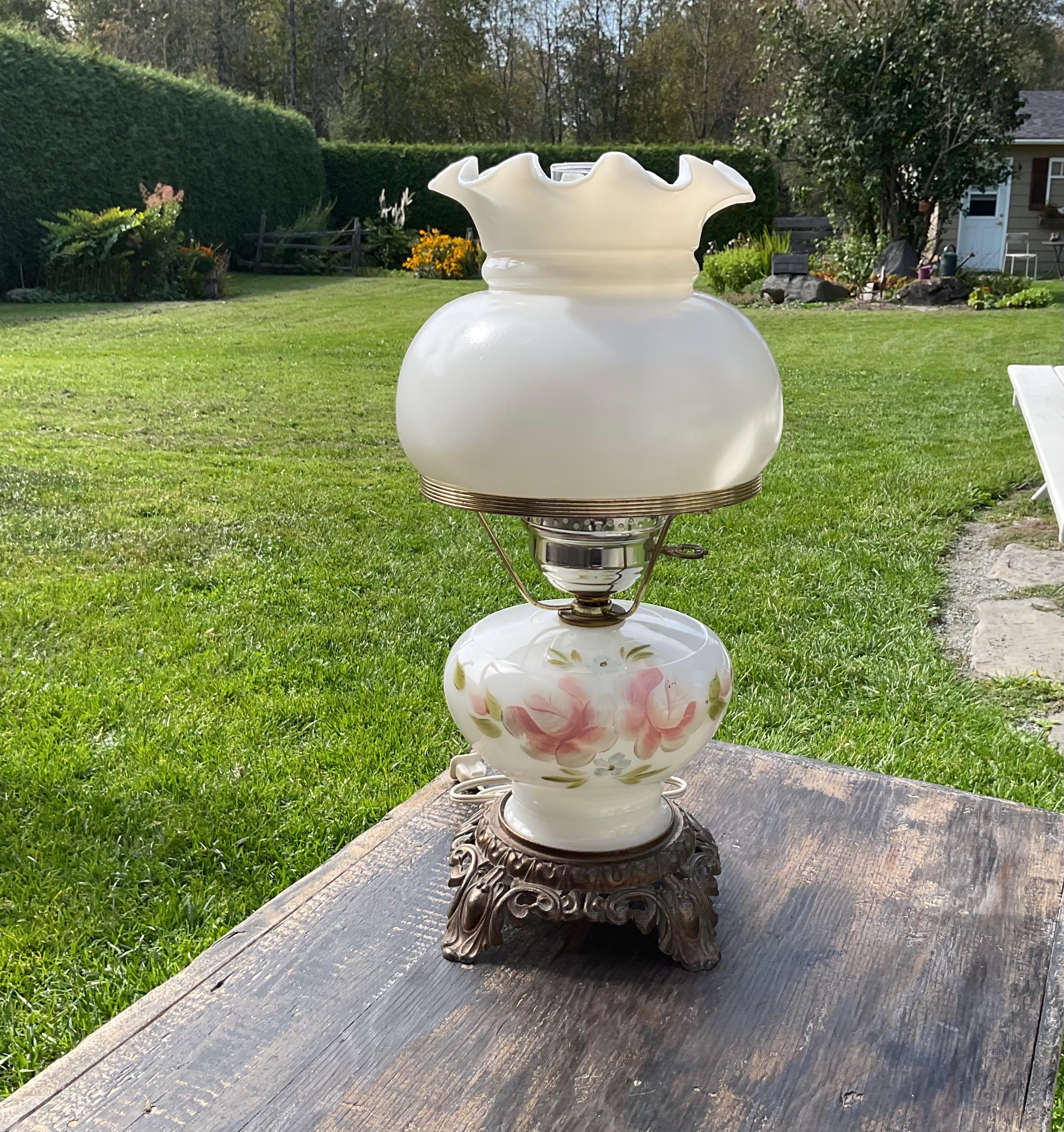Vintage Milk Glass Parlor Lamp. 16” Tall. - Etsy