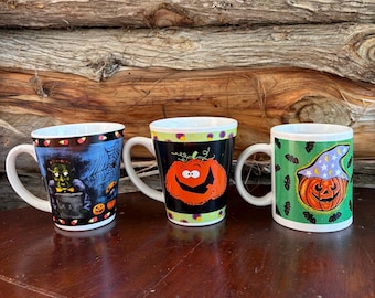CHOOSE... Halloween Coffee Mug.  Little Bat Or Pumpkin  Or Zombie.
