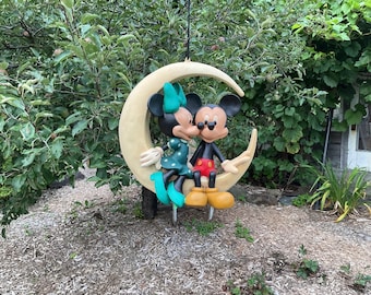 Vintage Disney 80s Mickey And Minnie On The Moon 16" Figure Statue