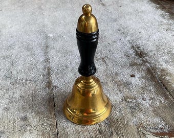 Vintage silberne Handglocke mit schwarzem Griff - Menüglocke - Servierglocke
