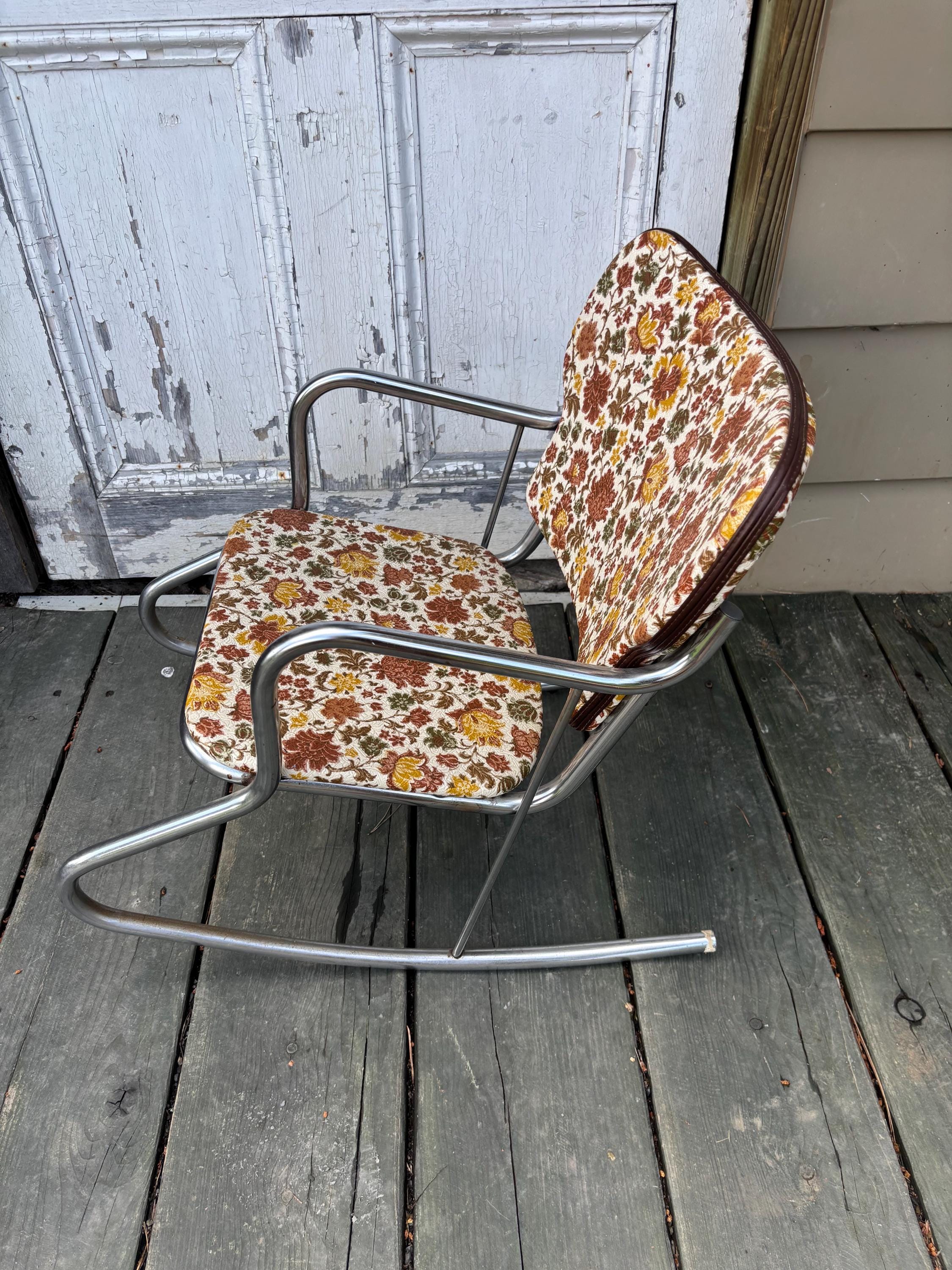 ミッドセンチュリー ヴィンテージ クローム ビニール 子供用ロッキング