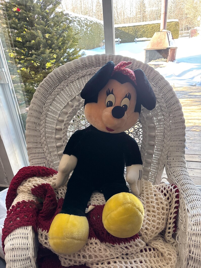 Vintage Disney Minnie Mouse plush toy, 30 inches, with polka dot bow. image 5