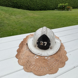 Vintage firefighter helmet.