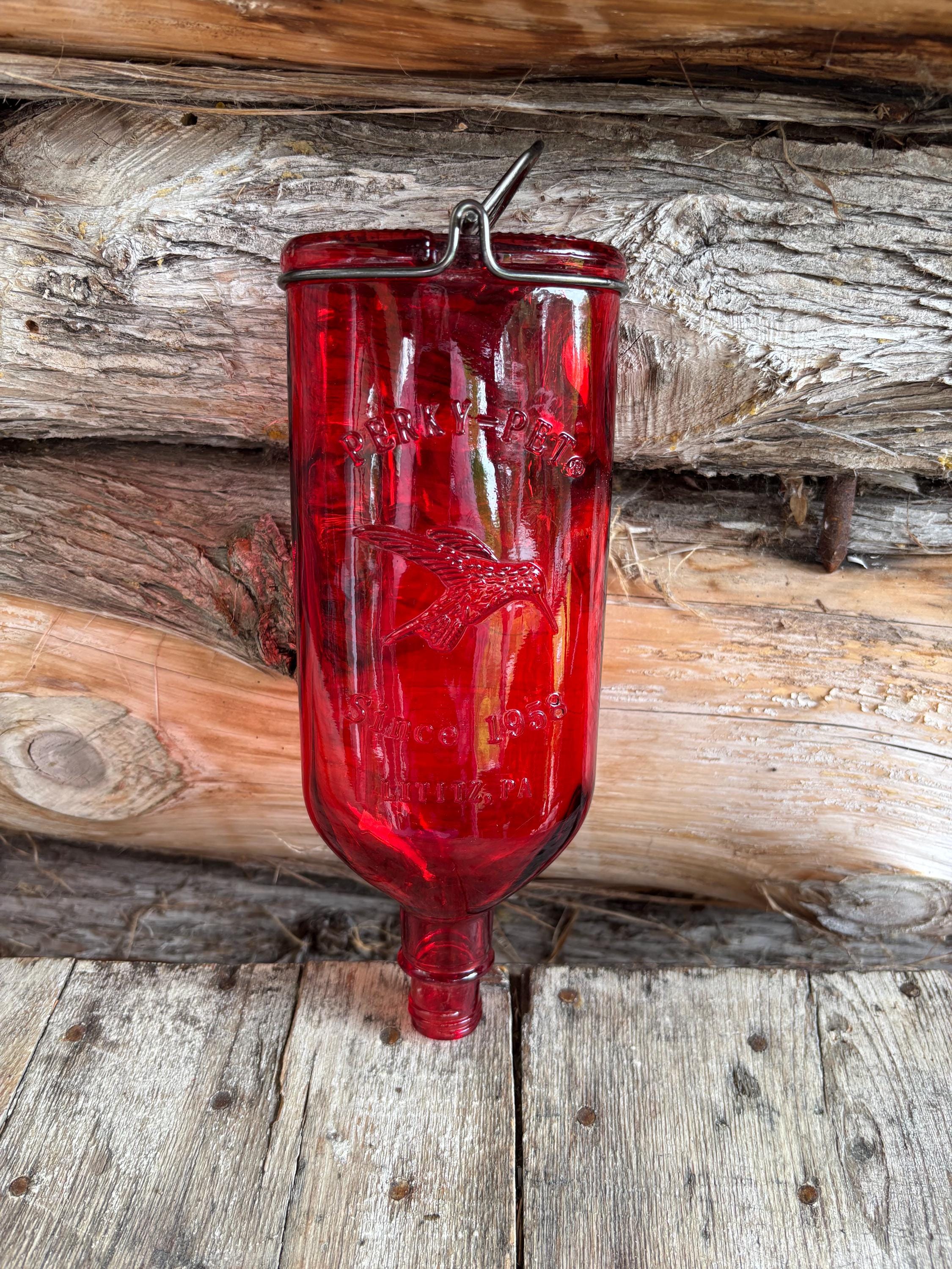 Mangiatoia Per Colibrì In Vetro Per Esterni – 5 Porte A Forma Di Fiore, Riempimento Superiore, Protezione Anti Formiche E Api, Con Posatoi, 2 Pezzi Rossi