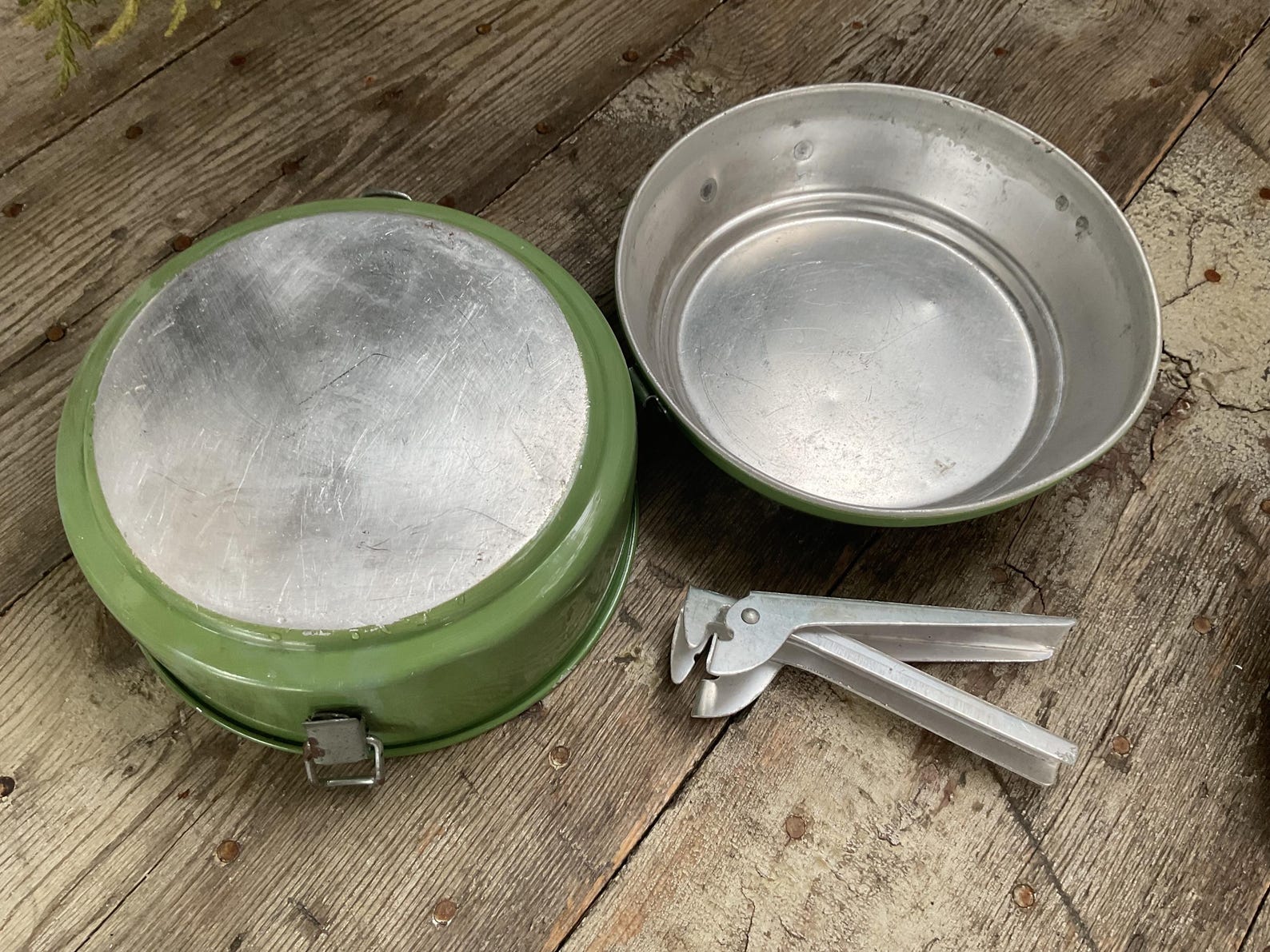 Vintage Mess Kit Nesting 12/76 Aluminum Serves 3 Camping Cooking Hong ...