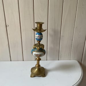 Gilded bronze porcelain candlesticks 19th century French flowers Ormolu.