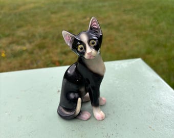 Vintage Goebel West Germany, Black and White Cat Figurine