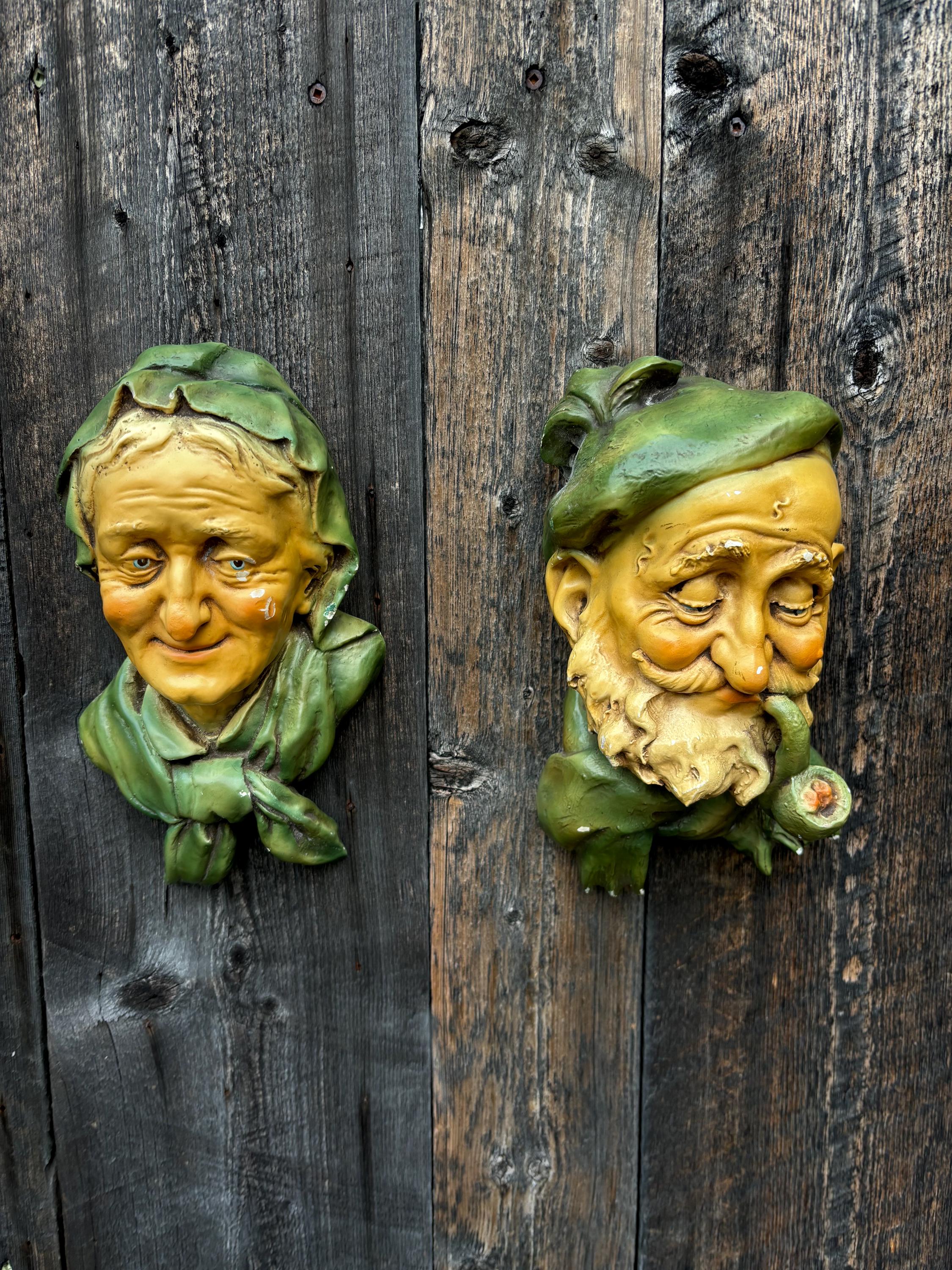 Vintage Devonware Chalkware Heads Made in Canada Genuine Hand