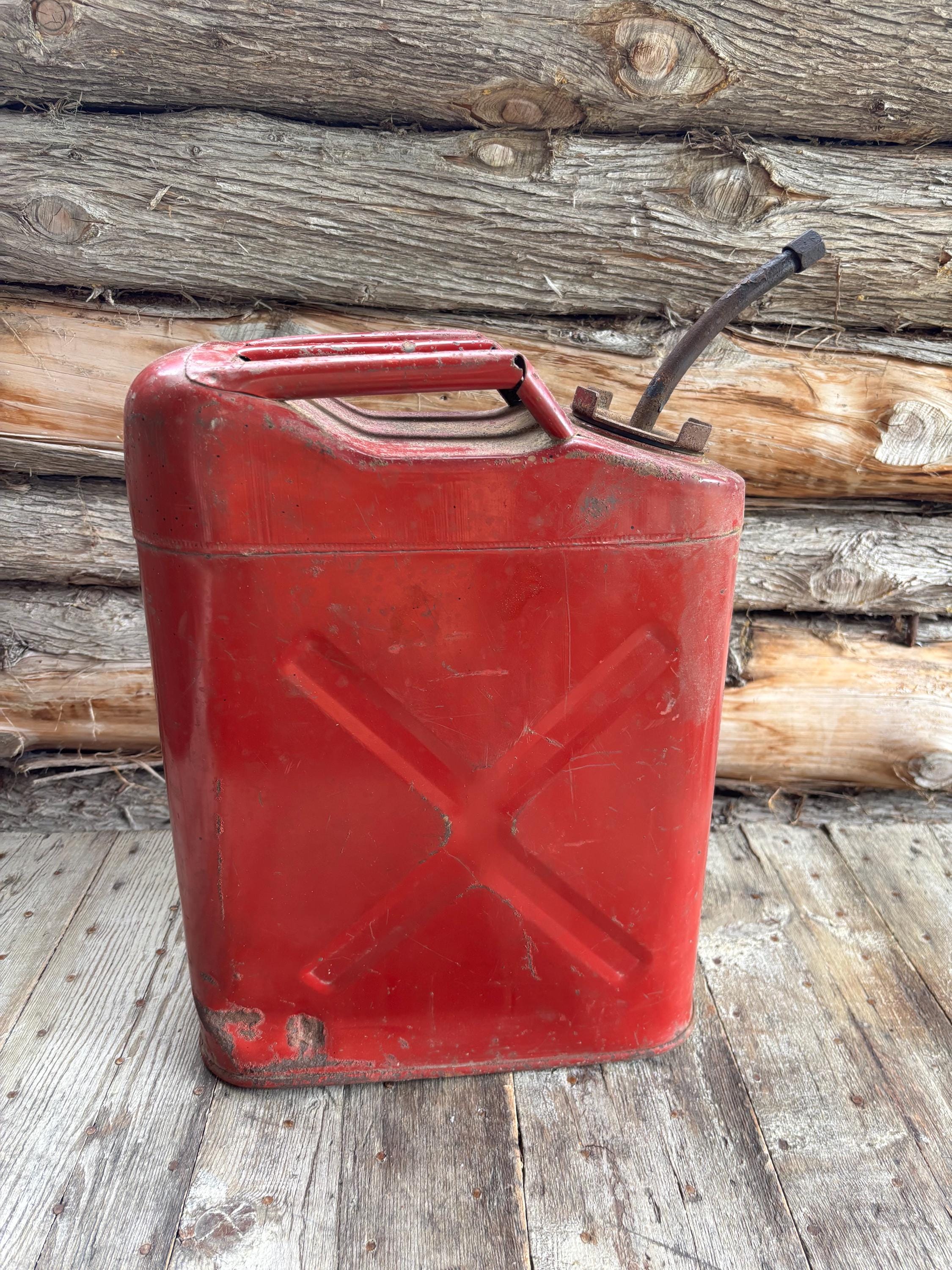 Vintage 1960's US USMC Red Metal Gas Can Jerry Jeep 5 Liter