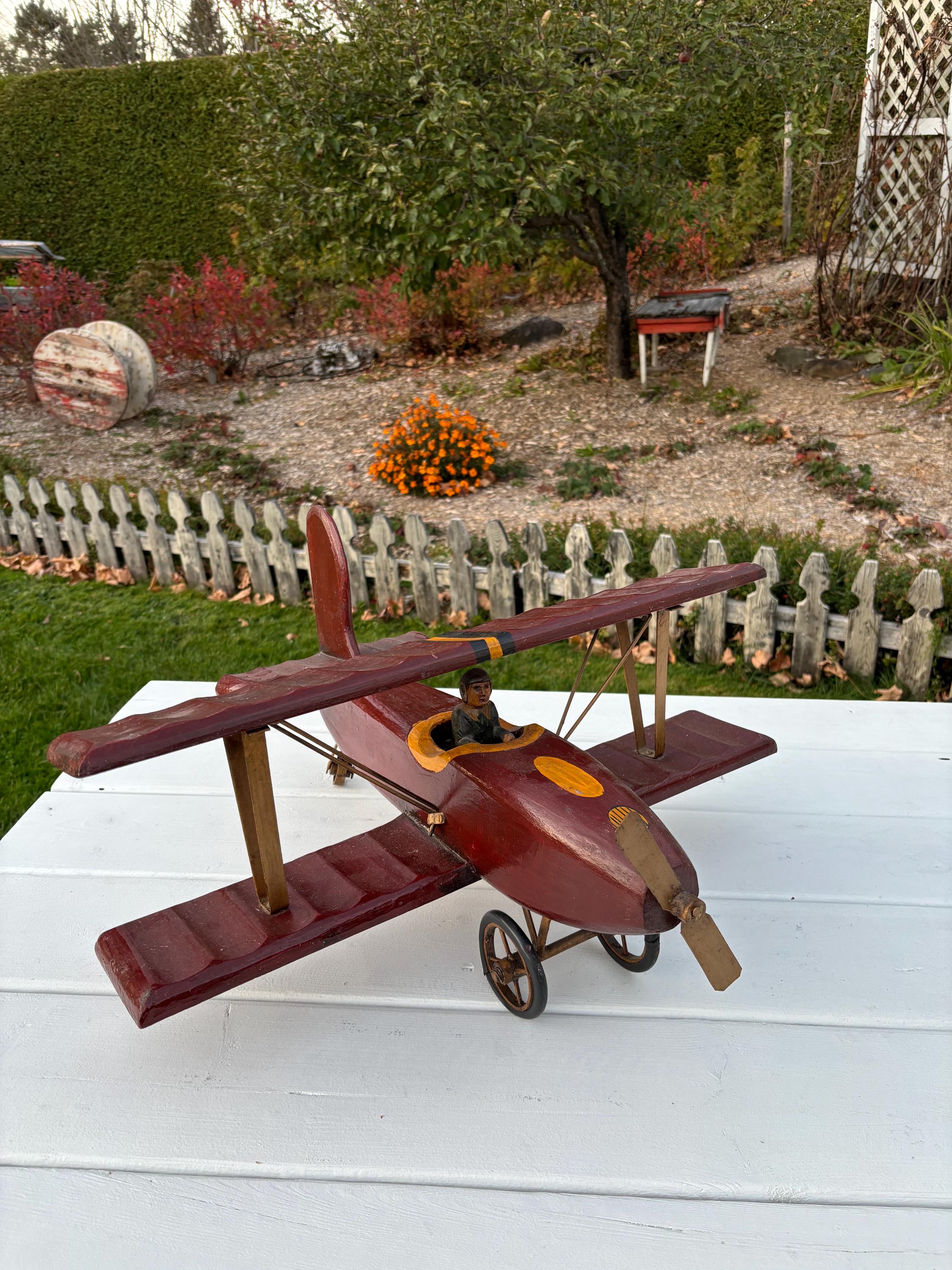 Avion Vintage Red Baron – Jouet Ancien En Métal Et Plastique, Pièce De Collection