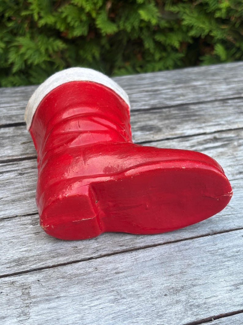 Boîte de bonbons en papier mâché de 10,4 cm pour bottes de Noël vintage des années 1950. Fabriqué en Allemagne de l'Ouest. image 5