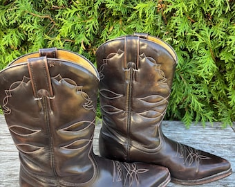 Botte en cuir véritable marron fait main