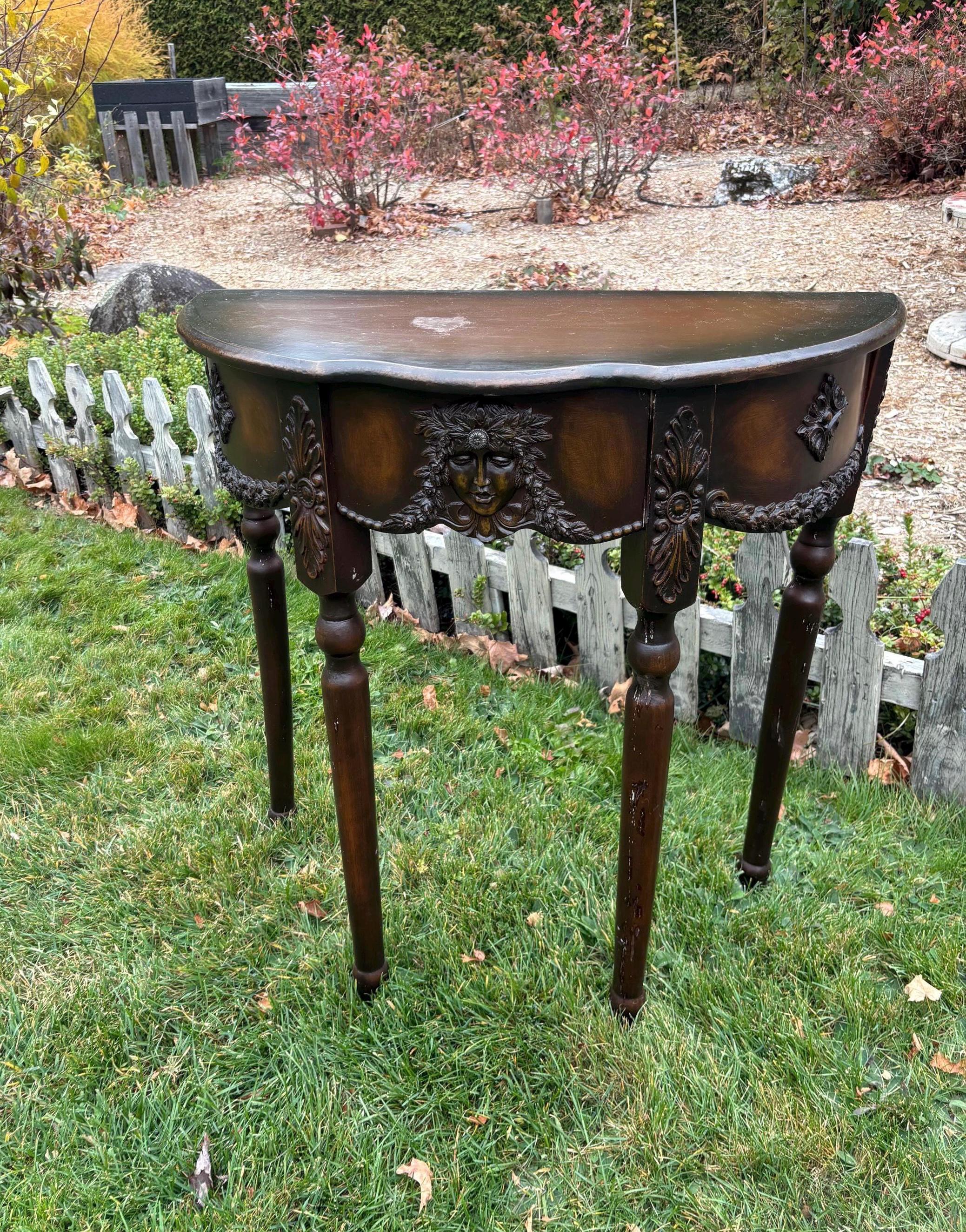 Vintage Half Moon Wood Side Table: Victorian Entry Accent - Etsy