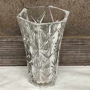 Small Vintage Crystal Glass Vase, Collectible Glassware, Glass Birthday Gift.
