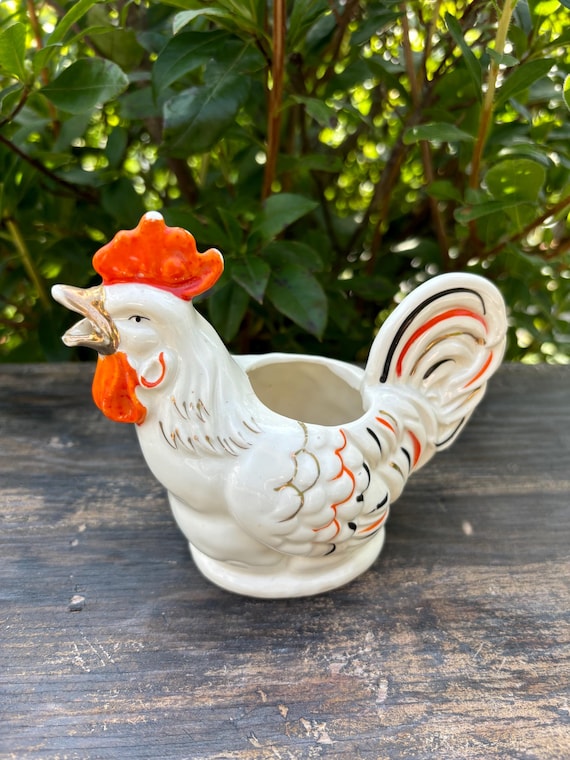 Vintage Chicken Creamer - Small Stylized Rooster Pitcher - Vintage