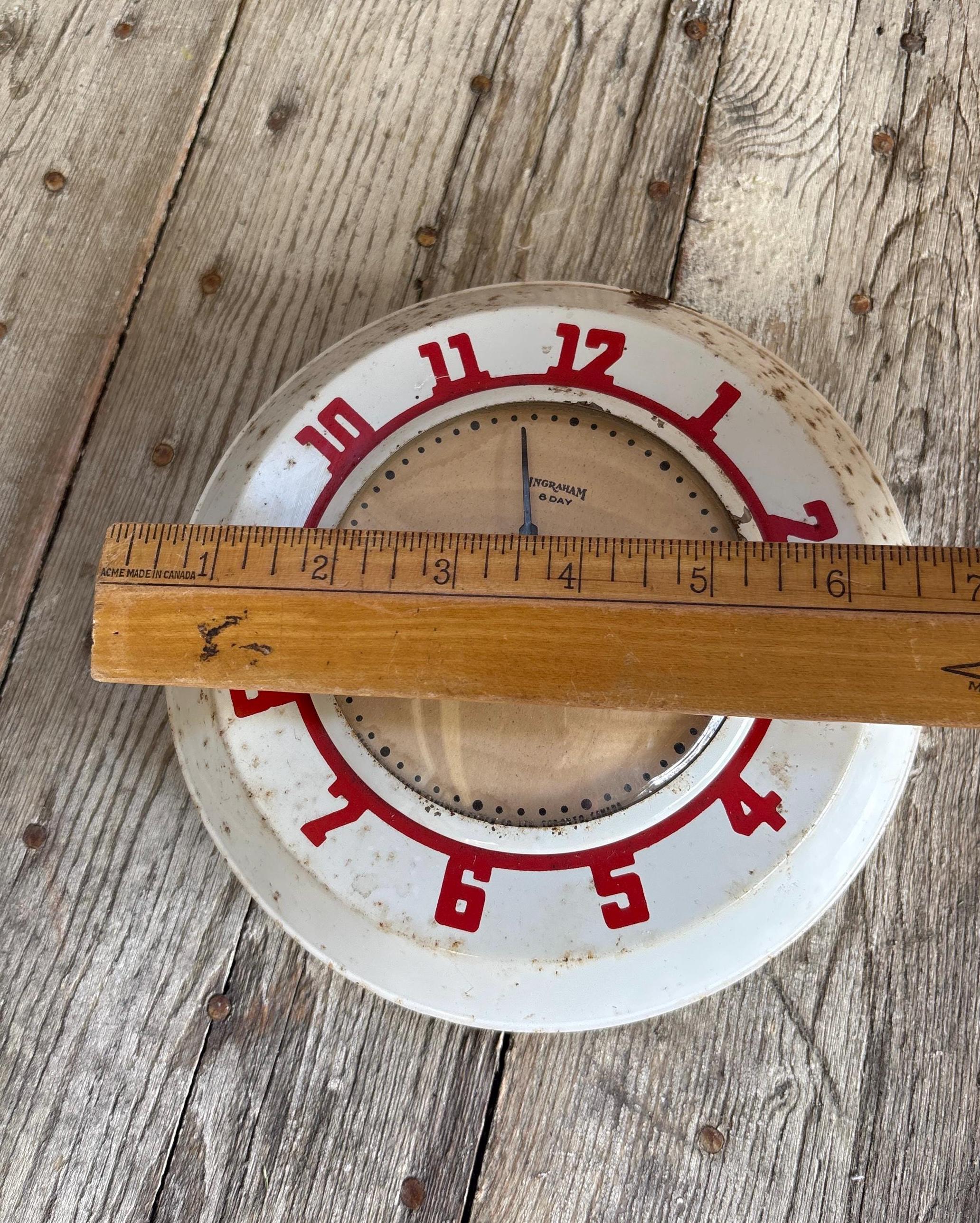 Antique 1940s Ingraham Eight Day Wall Clock. Functional. Vintage
