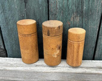 Antique Cylindrical Wooden Box.Storage Box. Trinket Box.