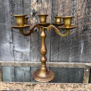 Bougeoir 5 branches en laiton - Bougeoir vintage - Bougeoirs en laiton -