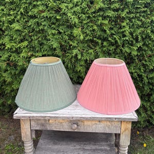 CHOOSE… Dusty Pink OR Green… Vintage Lamp Shade Retro 1990s Contemporary Pleated Fabric.
