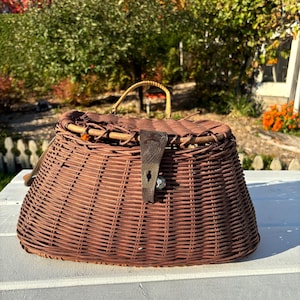 Ancien Panier De Pêche En Osier – Vintage – Boîte Creel