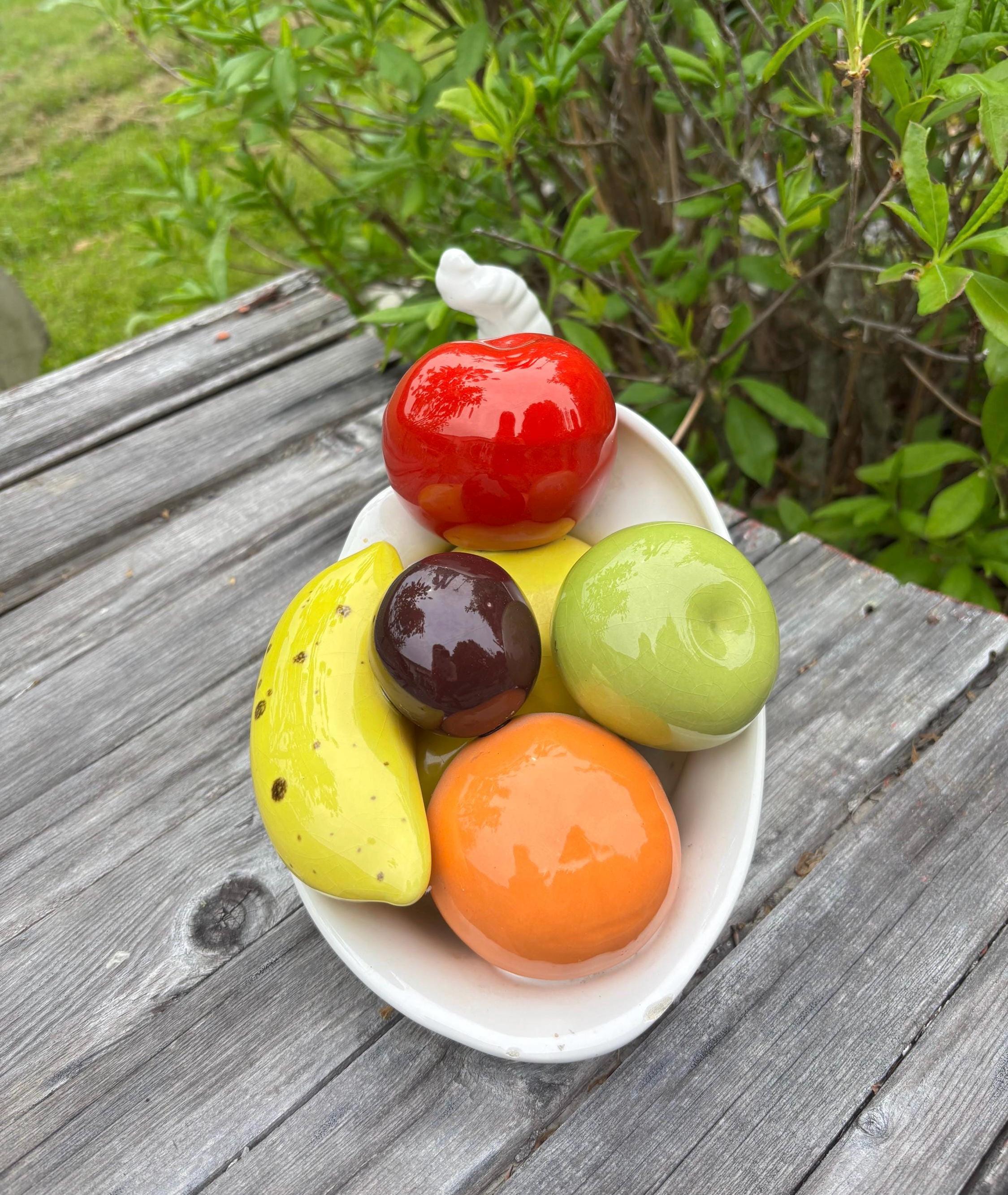 Vintage Ceramic Cornucopia With Fruits Midcentury Decor Horn